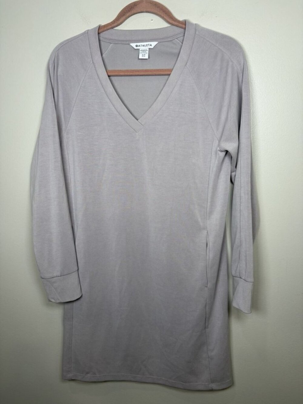 Athleta Seasoft Dress Size Small Petite Gray Soft pockets travel athleisure
